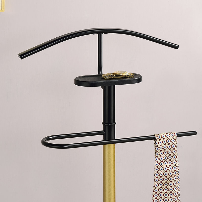 Modern Freestanding Valet Stand, Metal Suit Rack with Jacket Hanger, Trouser Bar, Tie Holder & Accessory Tray, Space-Saving Organizer for Bedroom or Closet