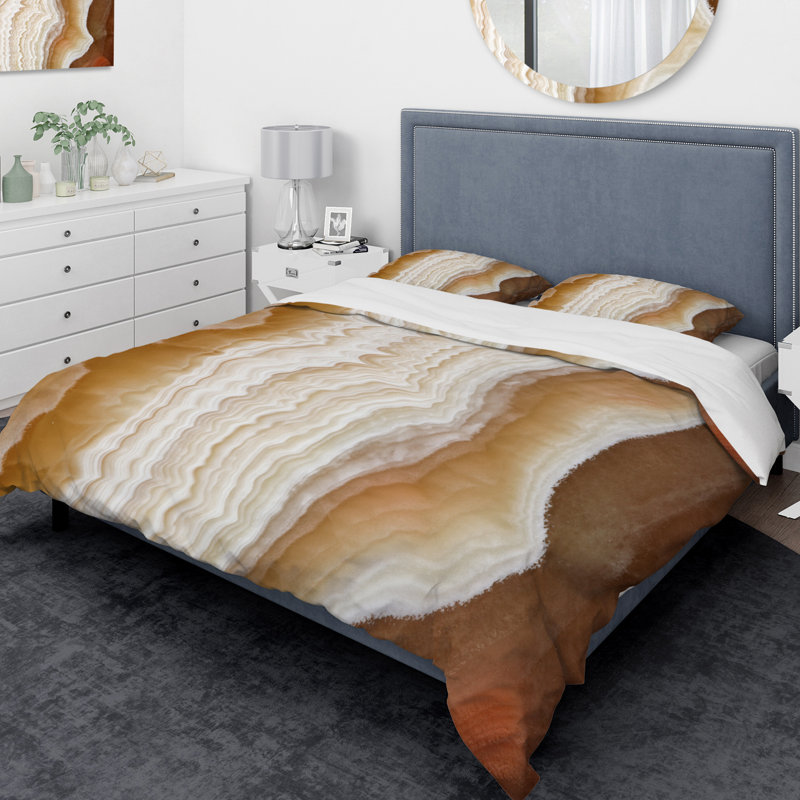 Ensemble de housse de couette en pierre marbrée designart, Housse de couette très grand + 2 taies décoratives