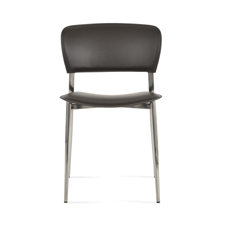 Chaise de salle à manger Lotus, Gris, Chrome poli