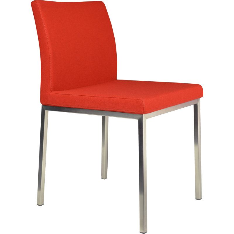 Aria Metal Side Chair, Stainless Steel, PPM Faux Leather Red