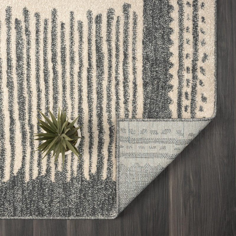 Tapis gris Tribal, Rectangle 5 pi x 7 pi