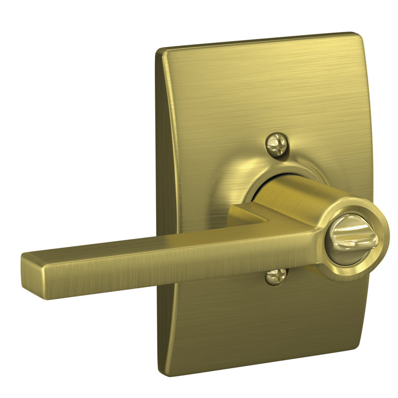 Levier de porte à clé Latitude, Laiton satiné, Oui