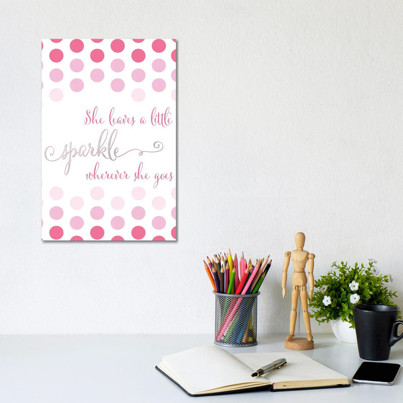 She Leaves A Little Sparkle Wherever She Goes In Pink Polka Dots by Blursbyai - Gallery-Wrapped Canvas Giclée on Canvas