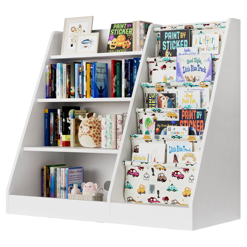 Restrepo Standard-Bookshelf and Toy Storage, Montessori Toy Organizer 80 x 90 cm, White