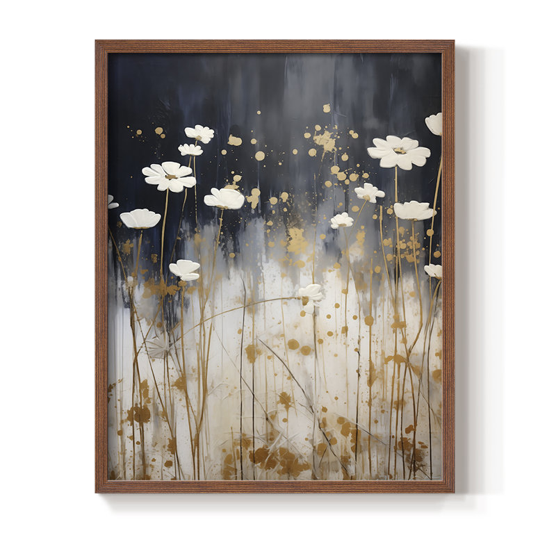 Reproduction encadrée FLORAL Series CDXVII - bois massif, H 21 po x l 17 po, Noyer