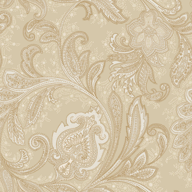Elegance Collection Paisley Design Pearlescent Finish Wallpaper Roll, Beige