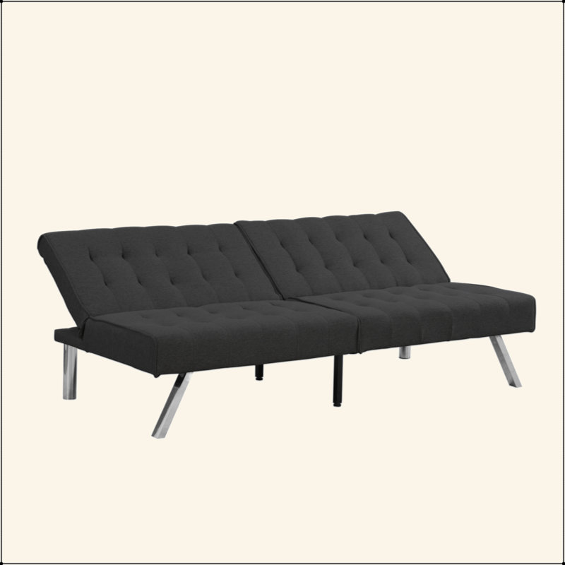 WOOD FRAME, STAINLESS LEG, FUTON, SOFA BED, Black