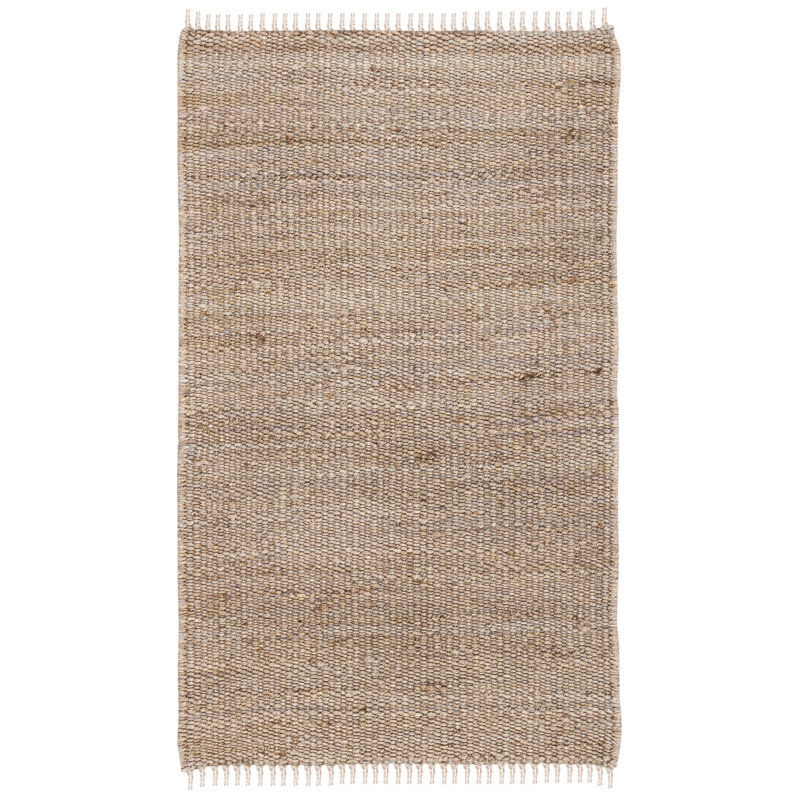 Fitzwater Striped Handwoven Jute Grey Area Rug, Rectangle 3' x 5'
