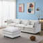 Canapé modulaire de 105 po en tissu de chenille rembourré de 105 po, canapé 3 places avec repose-pieds beige-1268234005