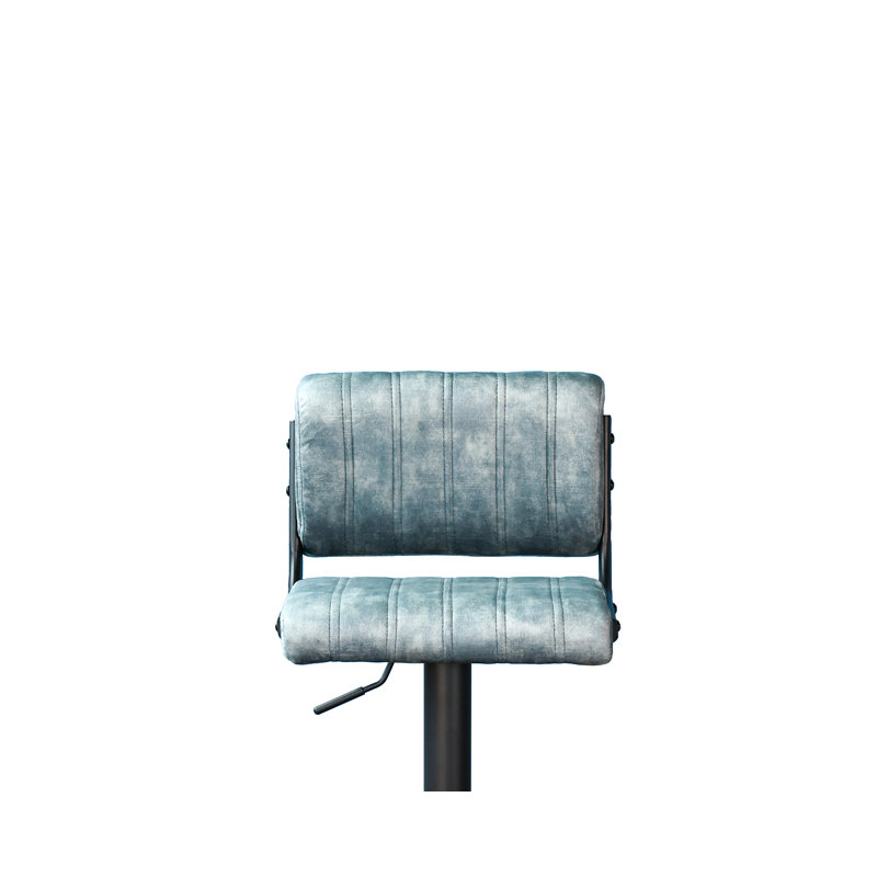 Swivel Upholstered Adjustable Height Counter Stool with Metal Frame, Blue
