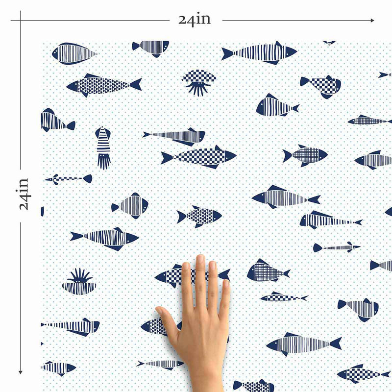Panneau de papier peint poisson, L 126 po x l 24 po