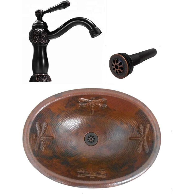 Robinet de lavabo pour salle de bain ovale en cuivre 19 "avec libellule 9"