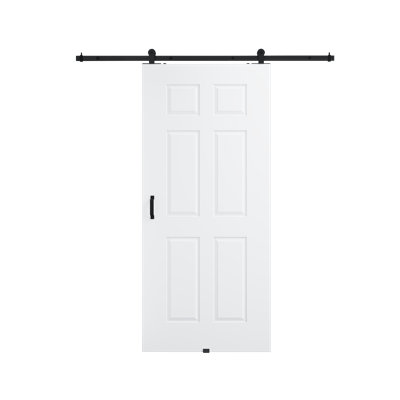 24in.x 80in.6 Panelled White Door Slab Prefinished Surface With All Barn Door Hardware Kit