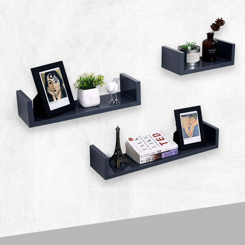 3 tablettes flottantes en U Keokee, Noir