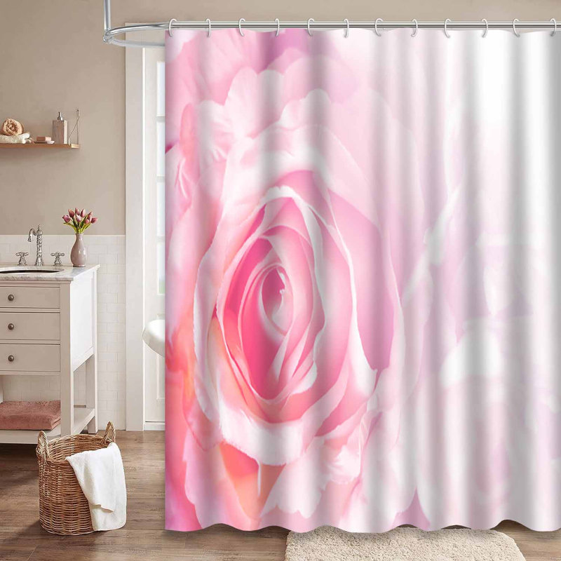 Tissu coloré à motif de fleurs roses multicolores avec 12 crochets, L 72 po x l 84 po