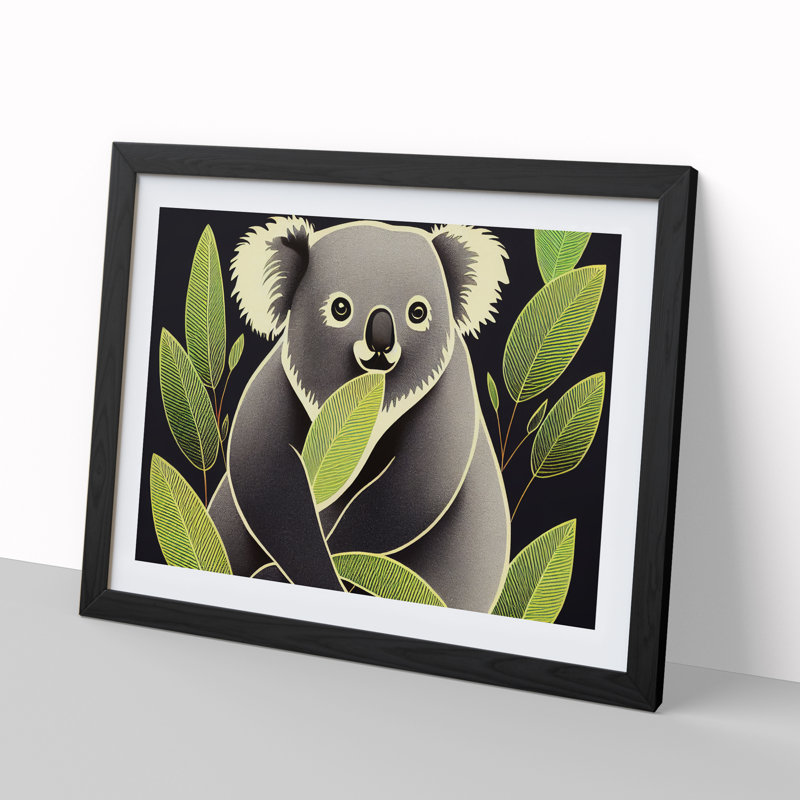Artistic Koala Bear - Single Picture Frame Print, Black Framed, 46cm H x 64cm W x 2cm D