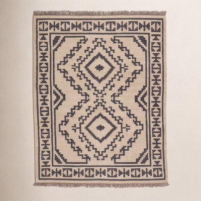 Louie Light Beige Black Flatweave Jute Rug
