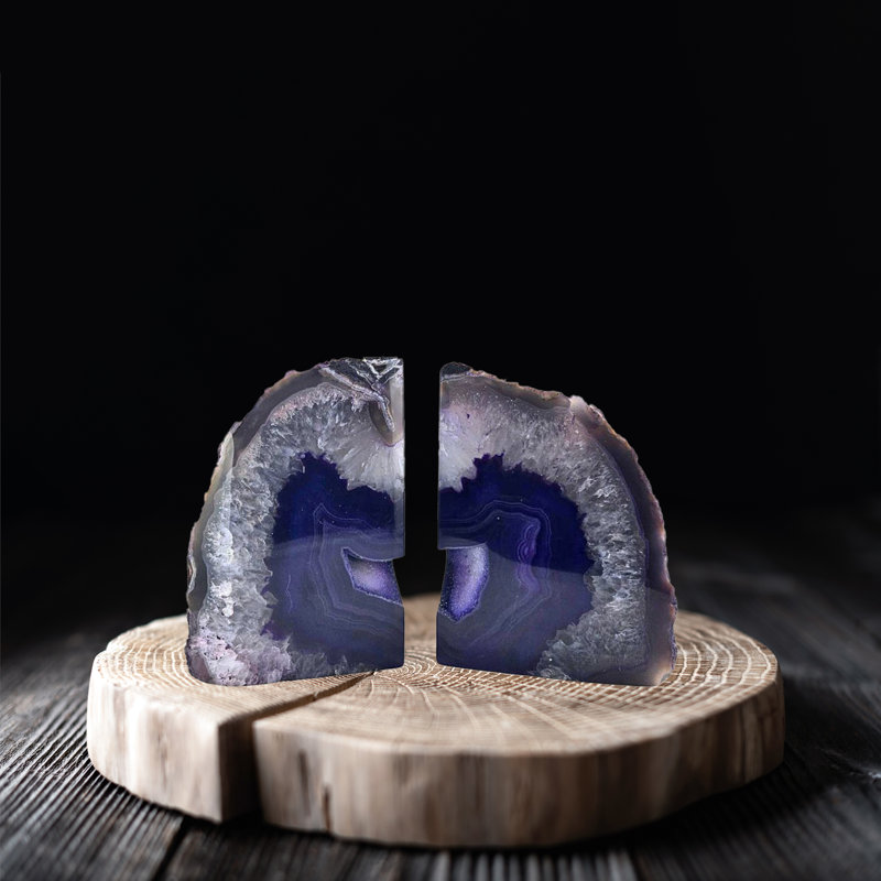 Eternity Agate Medium Pair Bookends |  Purple, 6.5" H x 4" W x 8" D
