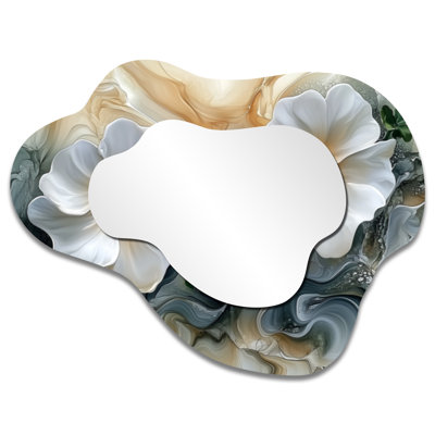 Spring Abstract Symphony Of Geraniums - Geraniums Asymmetrical Decorative Mirror, Traditional irregular Wall Mirror, Printed on Metal