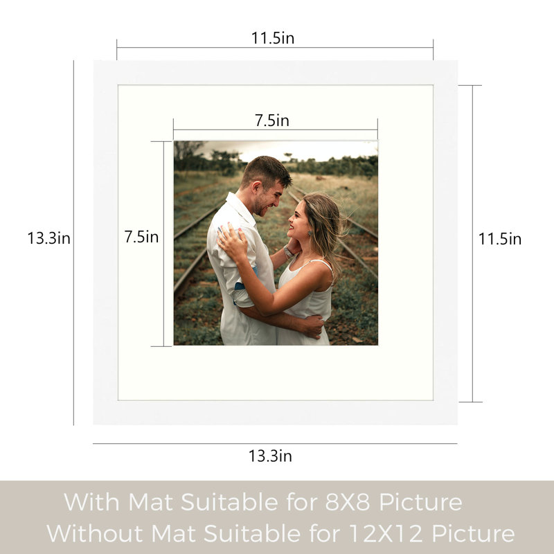 Cadre photo Dreketi, 12 po x 12 po emmêlé à 8 po x 8 po, Blanc
