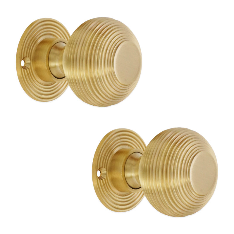 Beehive 50mm Rim/Mortice Door Knob Satin Brass