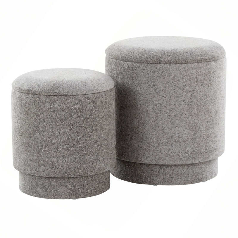 Ensemble de repose-pieds contemporain rembourré en tissu, Tissu gris