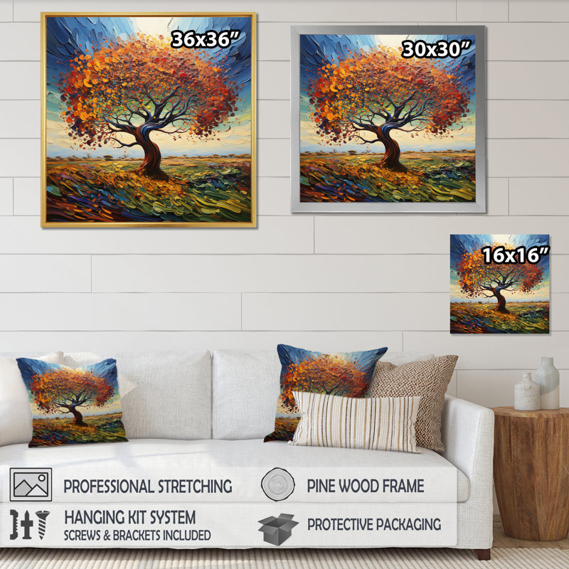 " Baobab Tree Dancing II ", Gold Single Picture Framed, 24" H x 24" D x 1" D