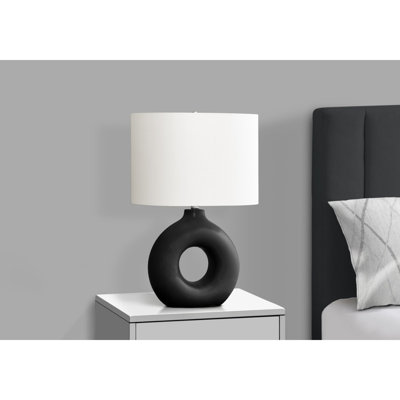Lampe de table contemporaine en céramique noire 24 po avec abat-jour ivoire crème 24 po
