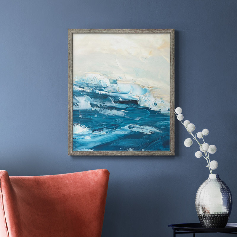 Vague après vague I, toile encadrée de qualité supérieure - prête à être accrochée, Argent patiné, H 24 po x l 20 po