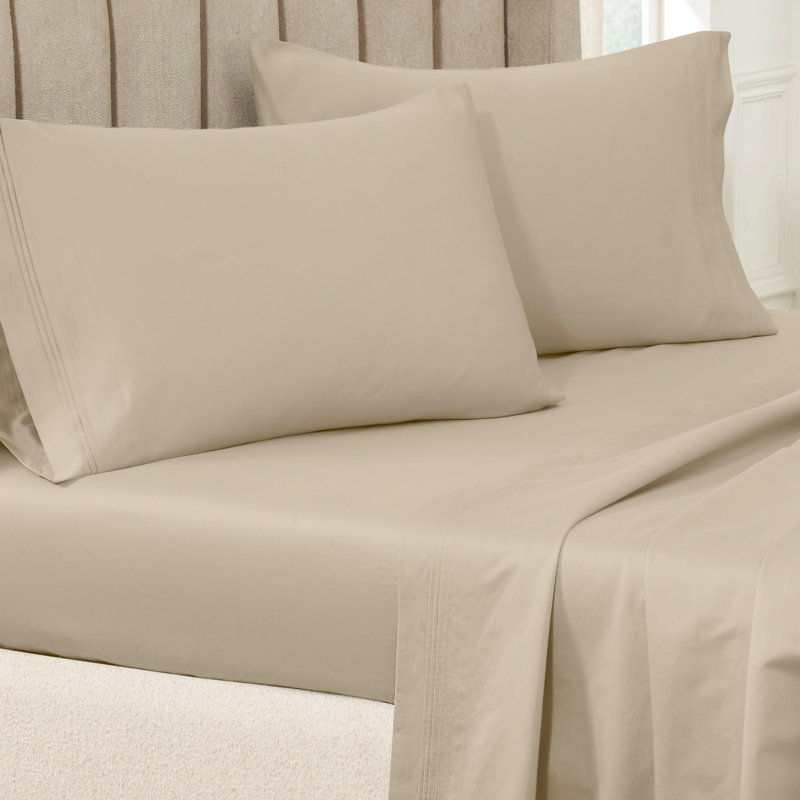 Ensemble de taies d'oreiller de couleur unie en coton égyptien certifié 650 fils Aldin, Standard, Lin