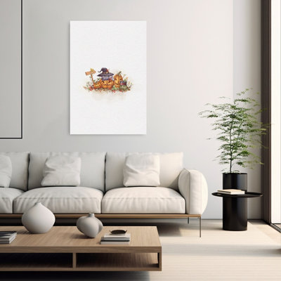 Adorables chatons d'Halloween, art mural abstrait contemporain représentant des chats dans un paysage d'automne