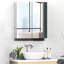 Armoire à pharmacie avec cadre en acier inoxydable 24 po x 26 po pour salle de bain, organisateur de rangement mural avec portes doubles, argent