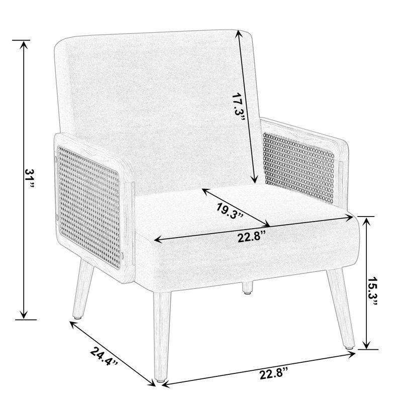 Stocksbridge Upholstered Armchair, Light Gray Linen Blend