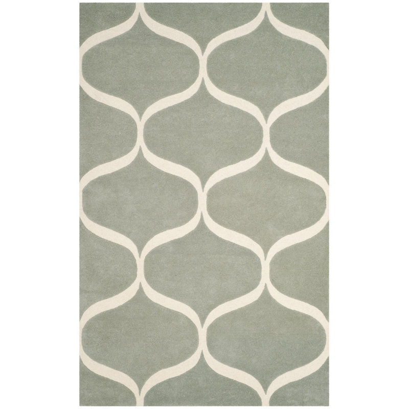 Cannen Hand Tufted Wool Geometric Rug, Rectangle 4' x 6'