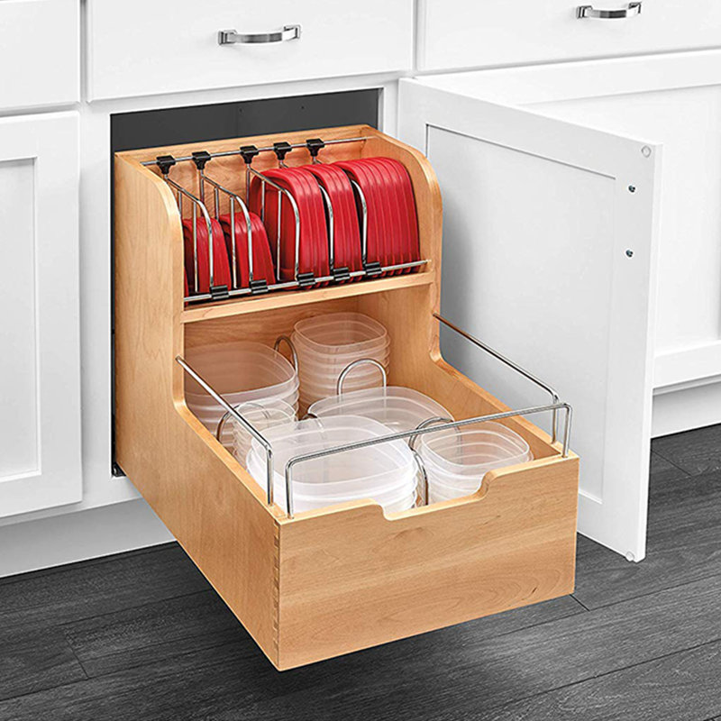 Rev-A-Shelf Food Storage Container Organizer w/ Soft-close, Natural , 14.5" W
