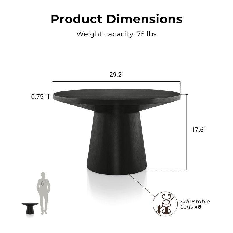 Astromeritis Coffee Table, Black, 17" H x 29" W x 29" D