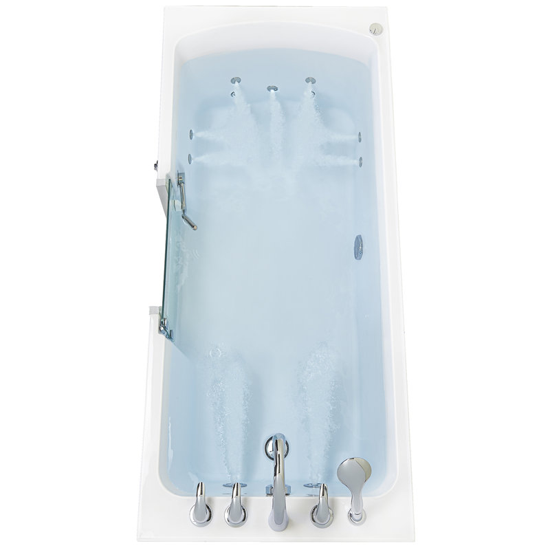 Laydown 32x72 Hydro Massage Walk-In-Bathtub Right Drain, 5 Piece Fast Fill Faucet, Right