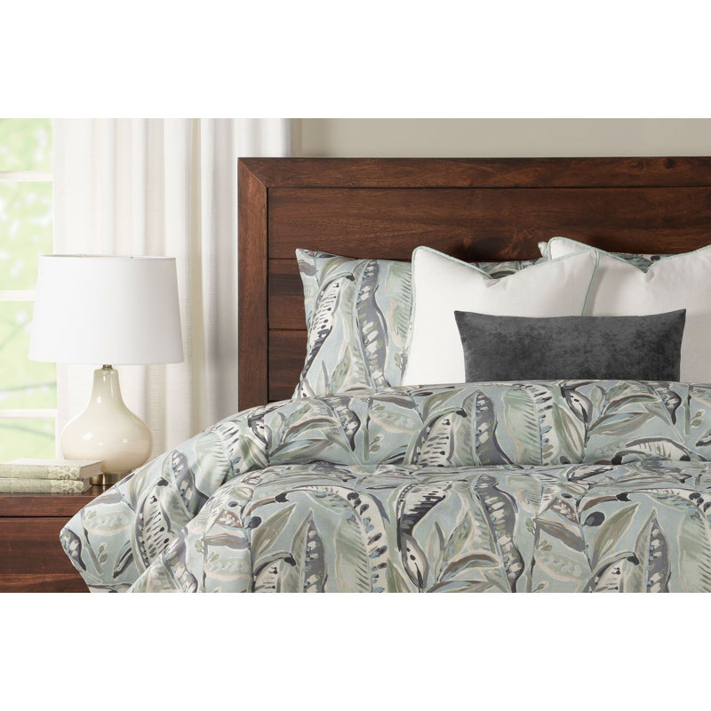 Tropical Print Blue-Grey Duvet Cover & Insert Set, Full