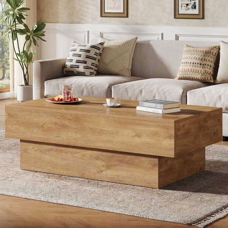 Table basse en bois manufacturé de 55,12 po, Marron clair