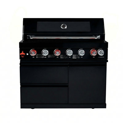 Barbecue au gaz noir de 43 pouces avec 85 000 sorties de chaleur, surface de cuisson de 990 pouces carrés, grille de réchaud en acier inoxydable, grille de 8 mm, jauge de température à double paroi, lumières halogènes,