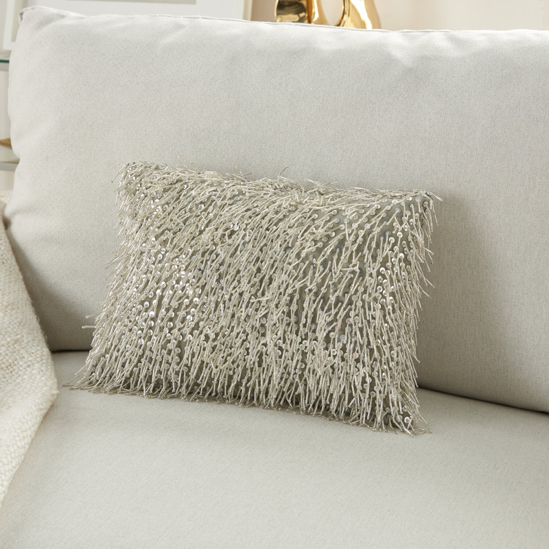 Luminescence Rectangular Cotton Pillow Cover and Insert, Silver