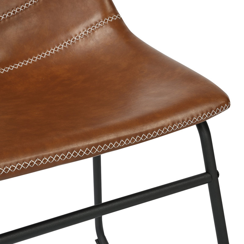 Ray Set of 4 PU Leather Dining Chairs, Brown