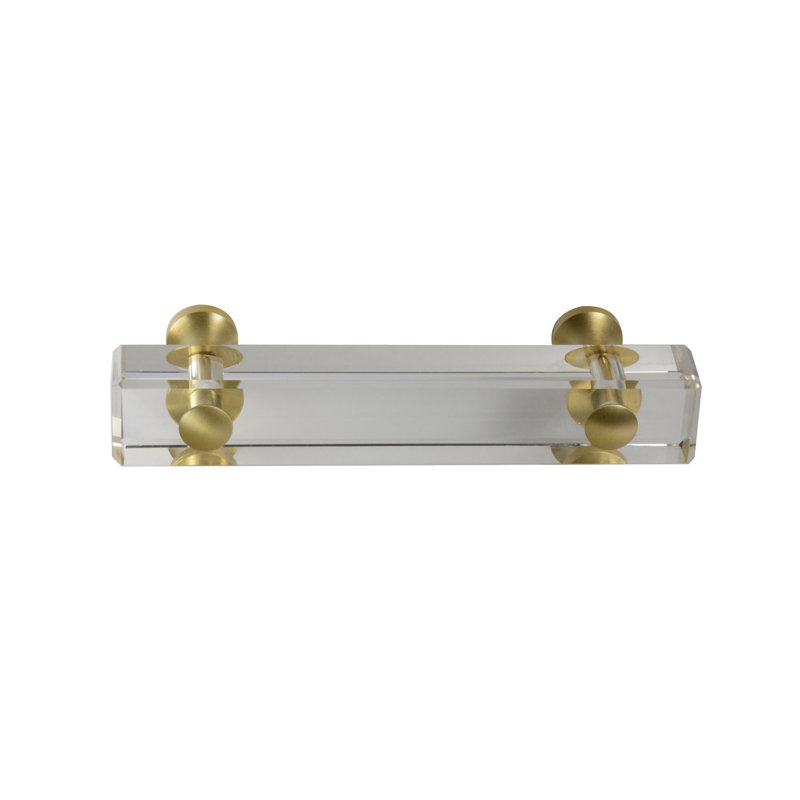 Clear Glass and Satin Brass 3" Bar Pull Handle