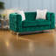 Canapé à compression, velours vert, Chesterfield