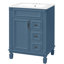 Meuble-lavabo 24 po avec lavabo en céramique, rangement intelligent pour les petites salles de bain, 2 tiroirs profonds, tablette réglable, sculptures à rayures délicates