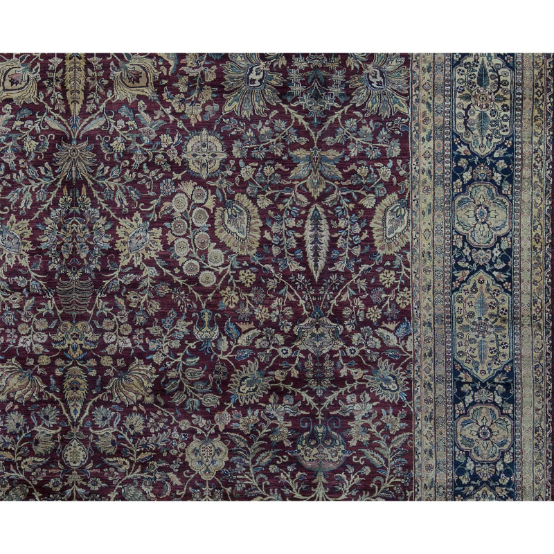 Hand-Knotted High-Quality Red and Blue Area Rug