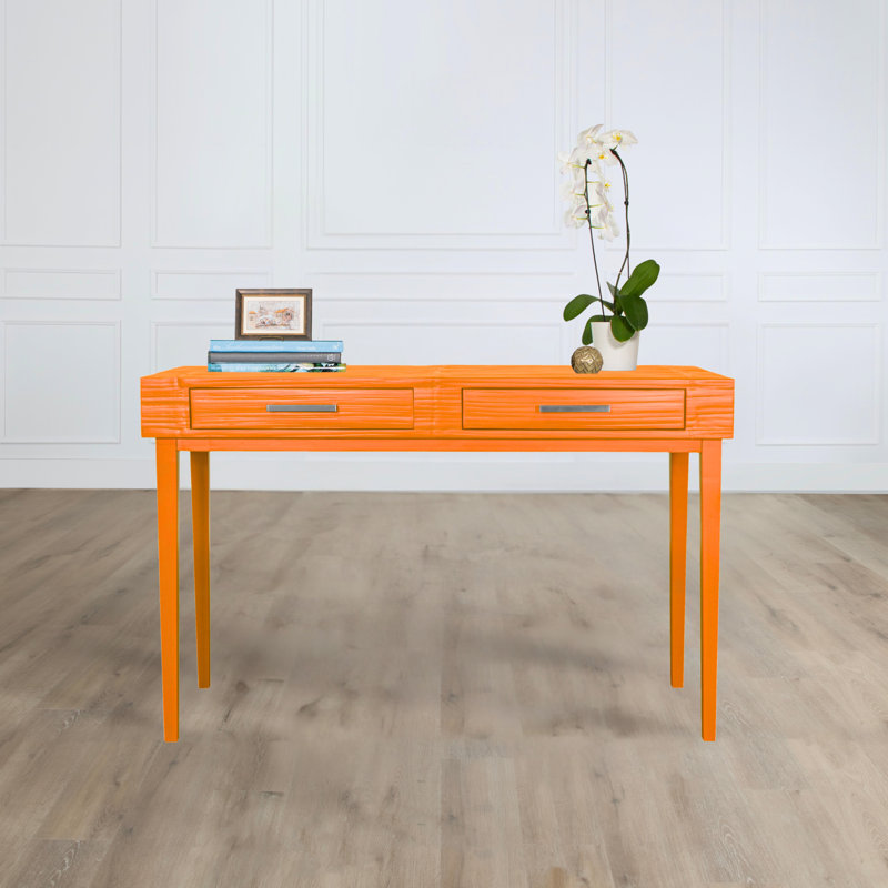 Bureau en bois massif Andros, Orange citron