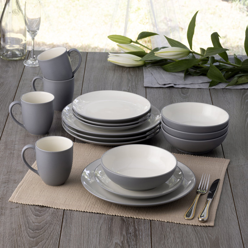 Noritake Colorwave 16-Piece Coupe Dinnerware Set, Service for 4, Slate