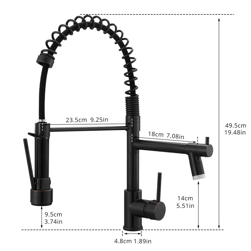 Modern Led Kitchen Faucet With Pull Down , Oil-Rubbed Bronze, Single Handle Functionality 360-Degree Spin, Lever Versatility