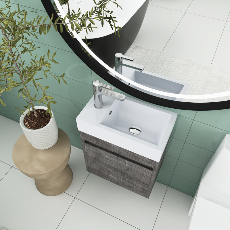 Ensemble de meuble-lavabo simple 18 po, Chêne gris carreauté
